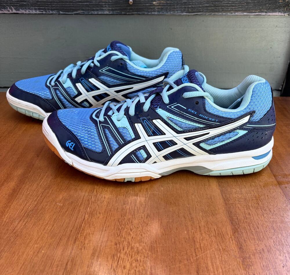 ASICS Gel-Rocket B455N Women’s 9.5 Blue Navy Volleyball Court Shoes Gum Sole